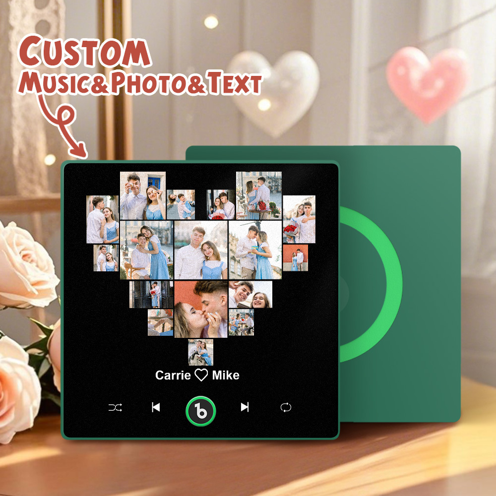 Custom Music And Photo Fridge Magnet Personalized Heart Fridge Magnet for Valentine's Day