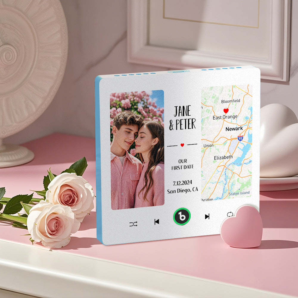 Custom Music Fridge Magnet with Photo and Map Upgraded Music Fridge Magnet Valentine's Gifts Our First Date - Fridgebeats