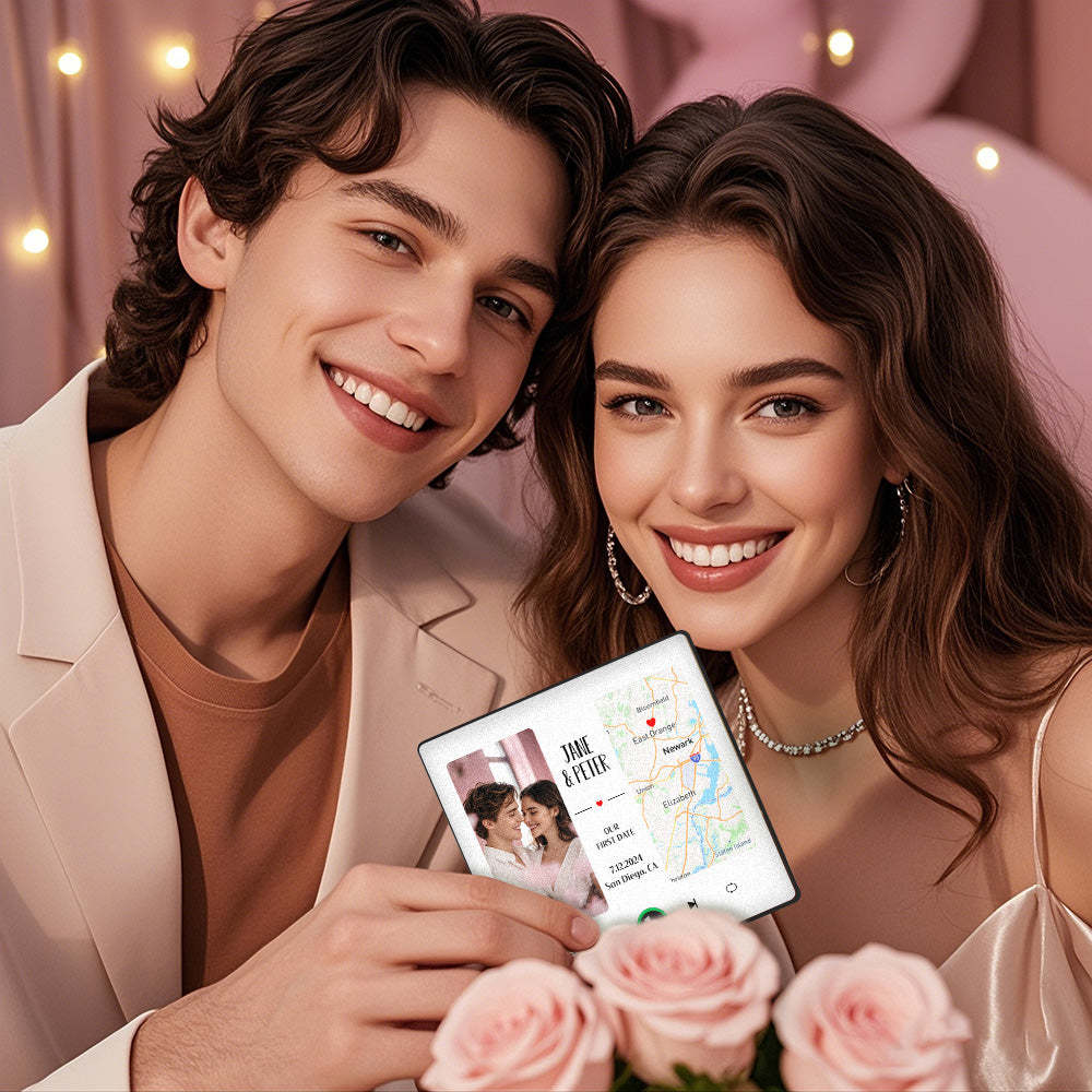 Custom Music Fridge Magnet with Photo and Map Upgraded Music Fridge Magnet Valentine's Gifts Our First Date - Fridgebeats