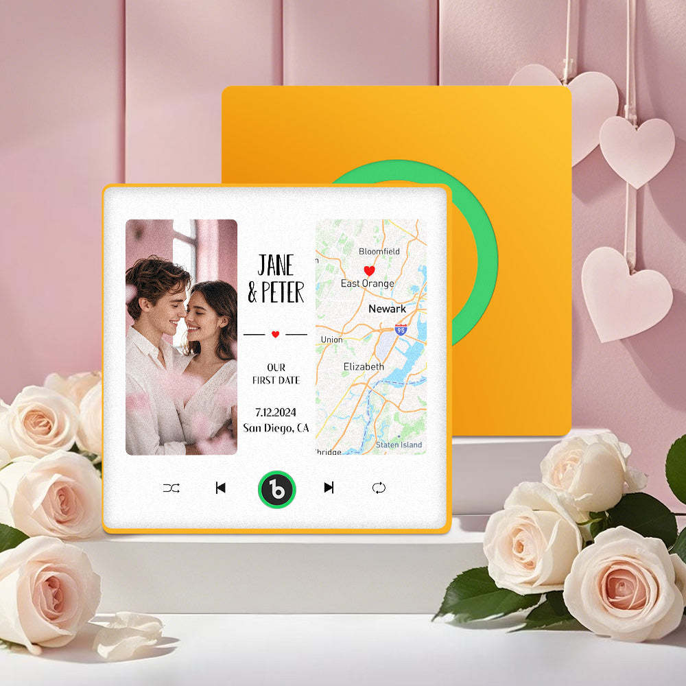 Custom Music Fridge Magnet with Photo and Map Upgraded Music Fridge Magnet Valentine's Gifts Our First Date - Fridgebeats