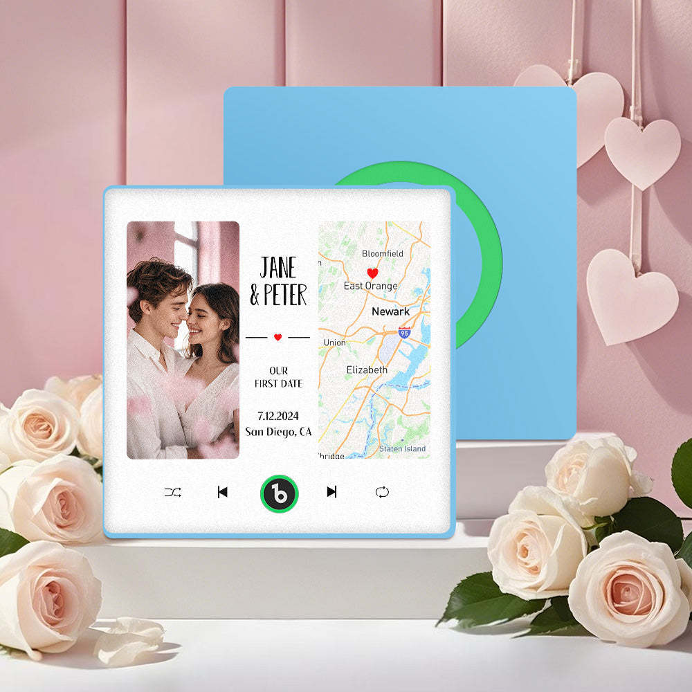 Custom Music Fridge Magnet with Photo and Map Upgraded Music Fridge Magnet Valentine's Gifts Our First Date - Fridgebeats