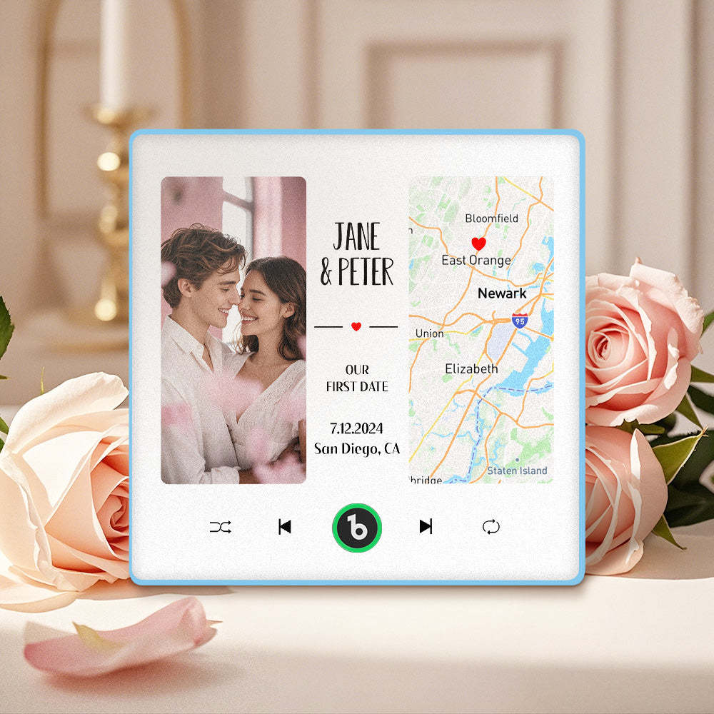 Custom Music Fridge Magnet with Photo and Map Upgraded Music Fridge Magnet Valentine's Gifts Our First Date - Fridgebeats