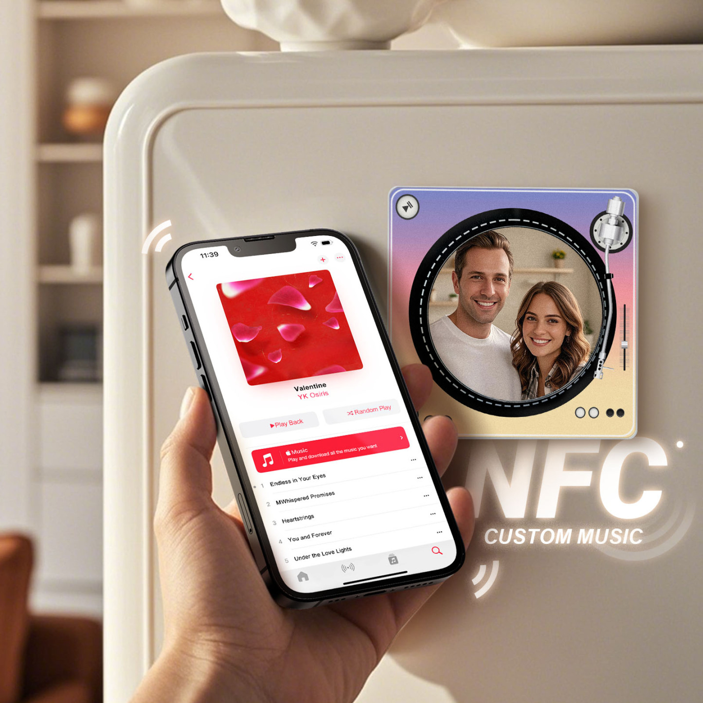 Custom Rotating Double Layer Acrylic Nfc Fridge Magnets With  Photos And Songs Magnetic Fridge Magnets - Bestchristmasgifts