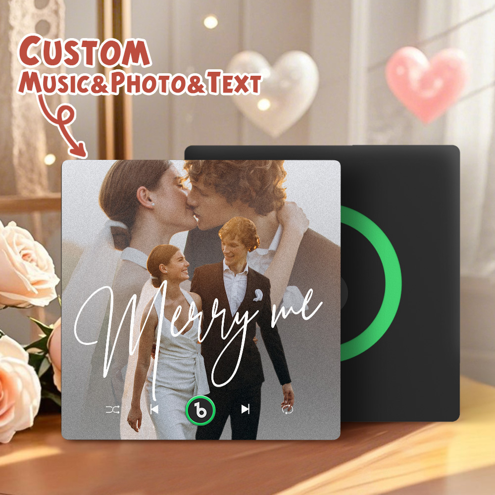Custom Music Fridge Magnets Valentine's Day Gifts Custom Music Fridge Magnet Colorful Frame Album Fridge Magnet Can Play Songs Gift for Couple - Fridgebeats