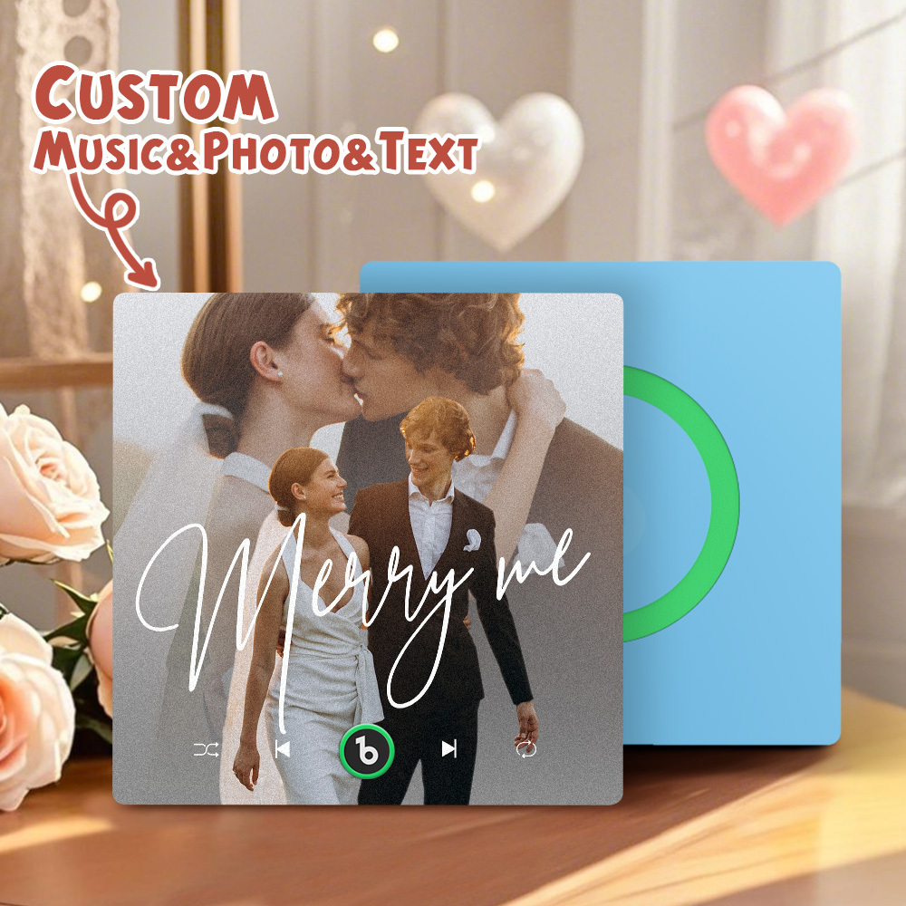 Custom Music Fridge Magnets Valentine's Day Gifts Custom Music Fridge Magnet Colorful Frame Album Fridge Magnet Can Play Songs Gift for Couple - Fridgebeats
