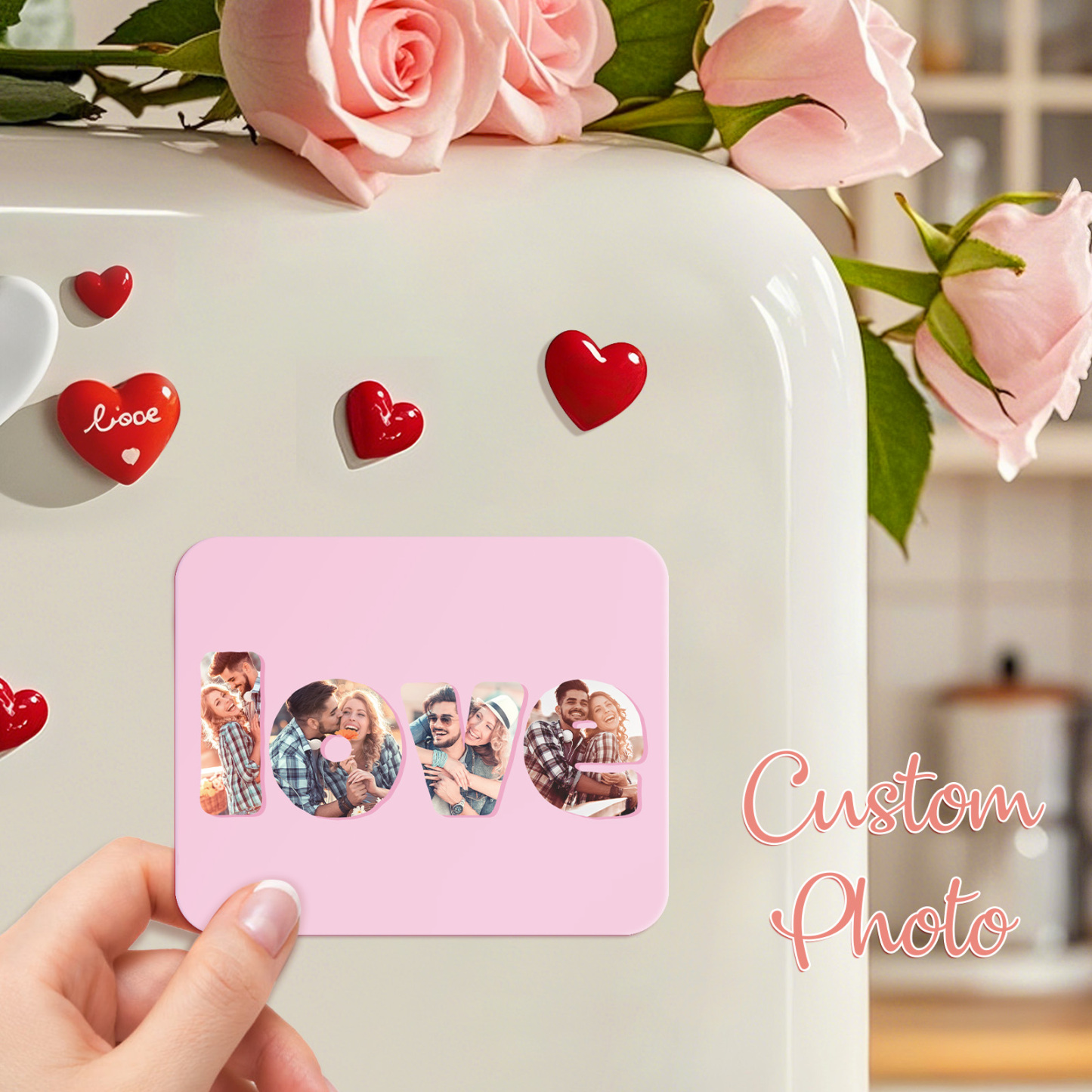 Custom Fridge Magnet with Photo Card Magnets Gift Personalized Photo Fridge Magnets Gift for Her Him - Bestchristmasgifts