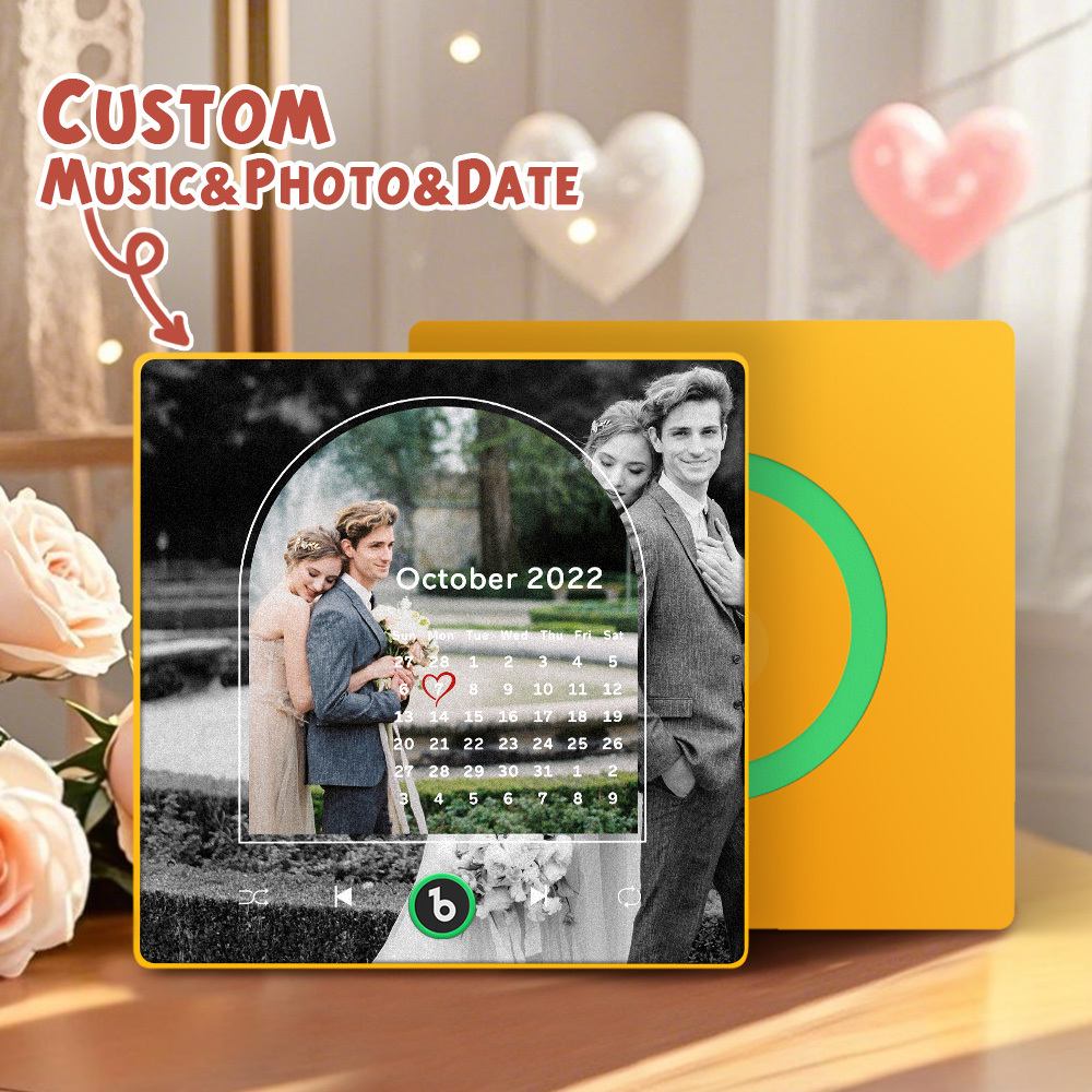 Custom Music Fridge Magnets Valentine's Day Gifts Custom Music Fridge Magnet Colorful Frame Album Fridge Magnet Can Play Songs Gift for Couple - Fridgebeats
