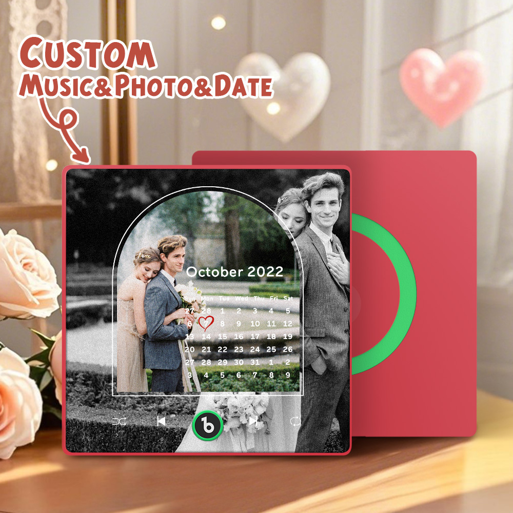 Custom Music Fridge Magnets Valentine's Day Gifts Custom Music Fridge Magnet Colorful Frame Album Fridge Magnet Can Play Songs Gift for Couple - Fridgebeats