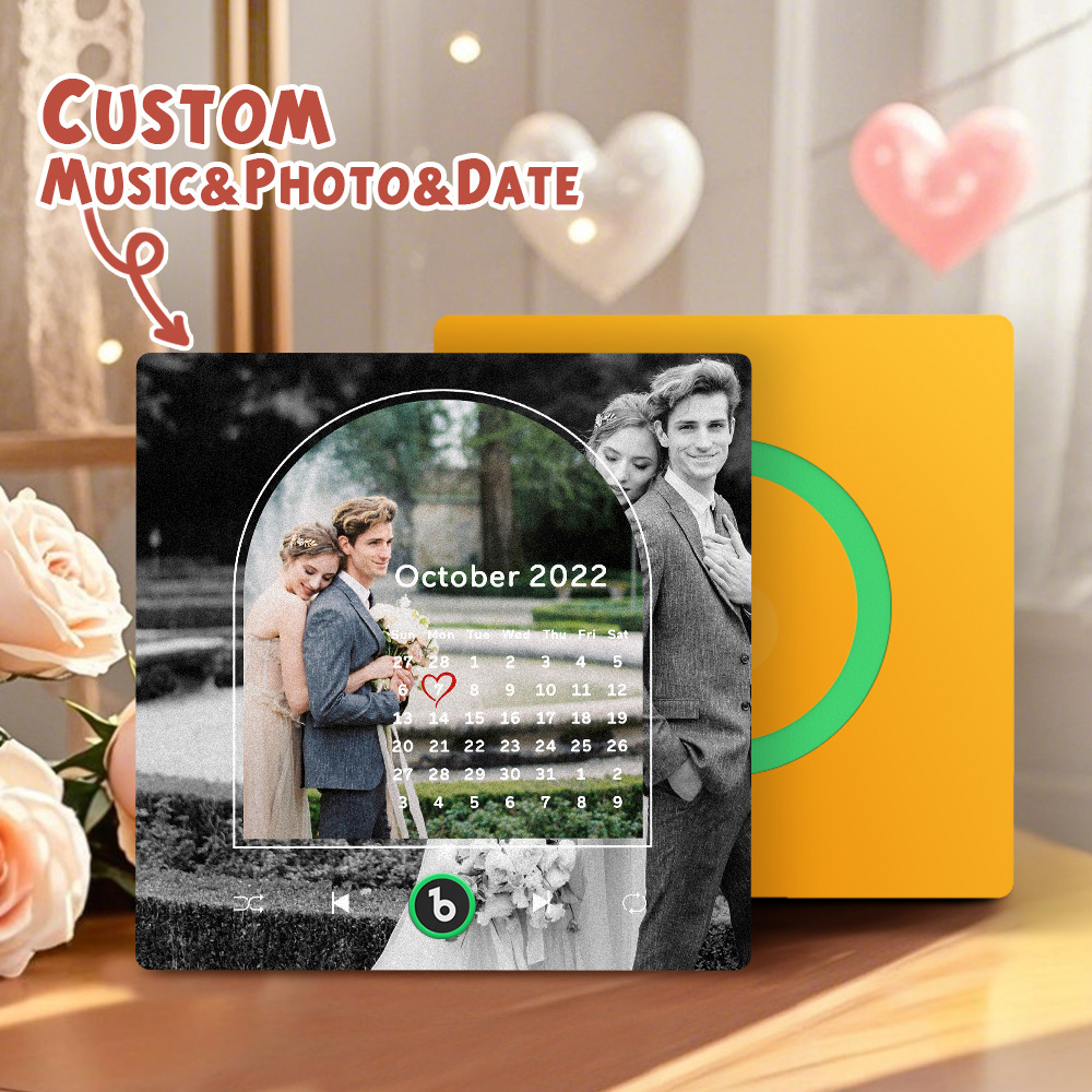 Custom Music Fridge Magnets Valentine's Day Gifts Custom Music Fridge Magnet Colorful Frame Album Fridge Magnet Can Play Songs Gift for Couple - Fridgebeats
