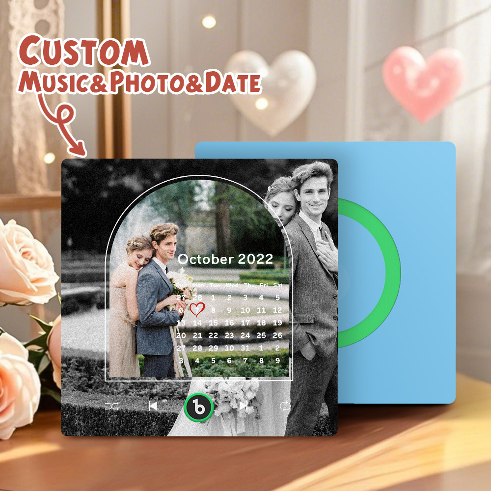 Custom Music Fridge Magnets Valentine's Day Gifts Custom Music Fridge Magnet Colorful Frame Album Fridge Magnet Can Play Songs Gift for Couple - Fridgebeats