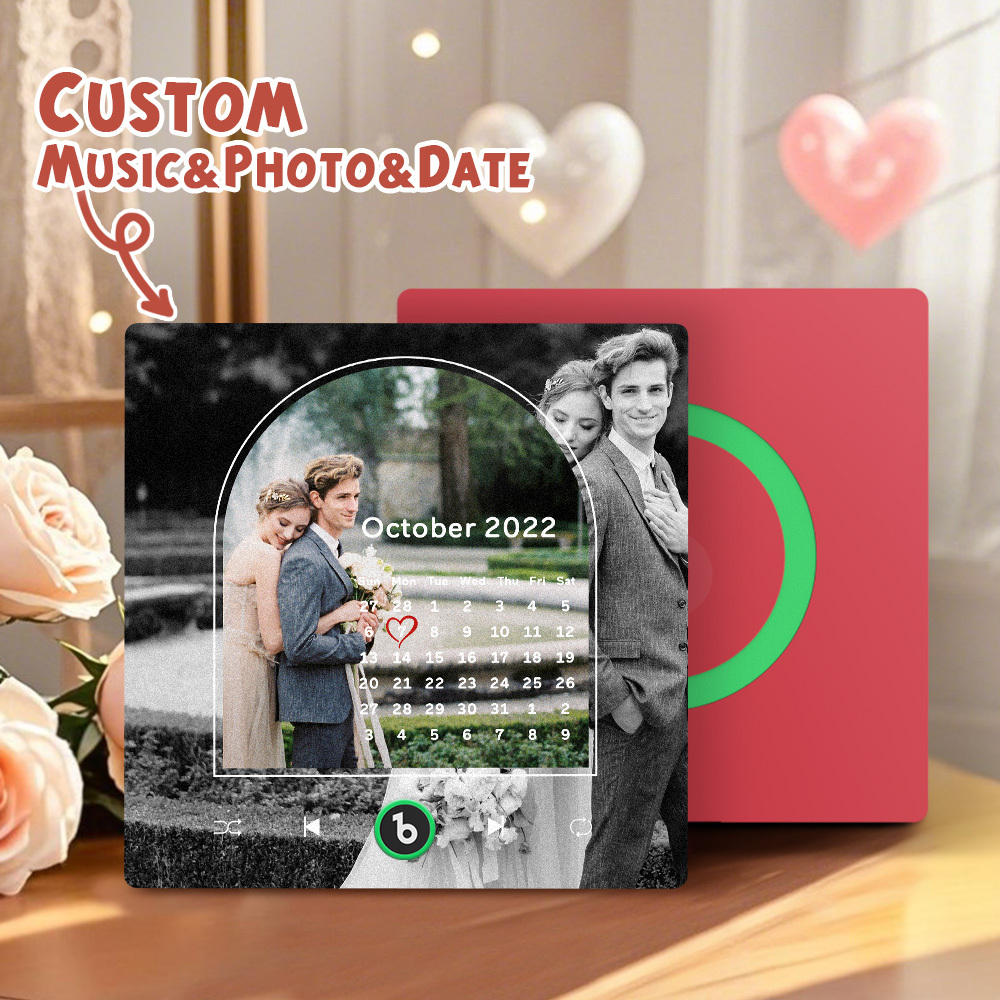 Custom Music Fridge Magnets Valentine's Day Gifts Custom Music Fridge Magnet Colorful Frame Album Fridge Magnet Can Play Songs Gift for Couple - Fridgebeats