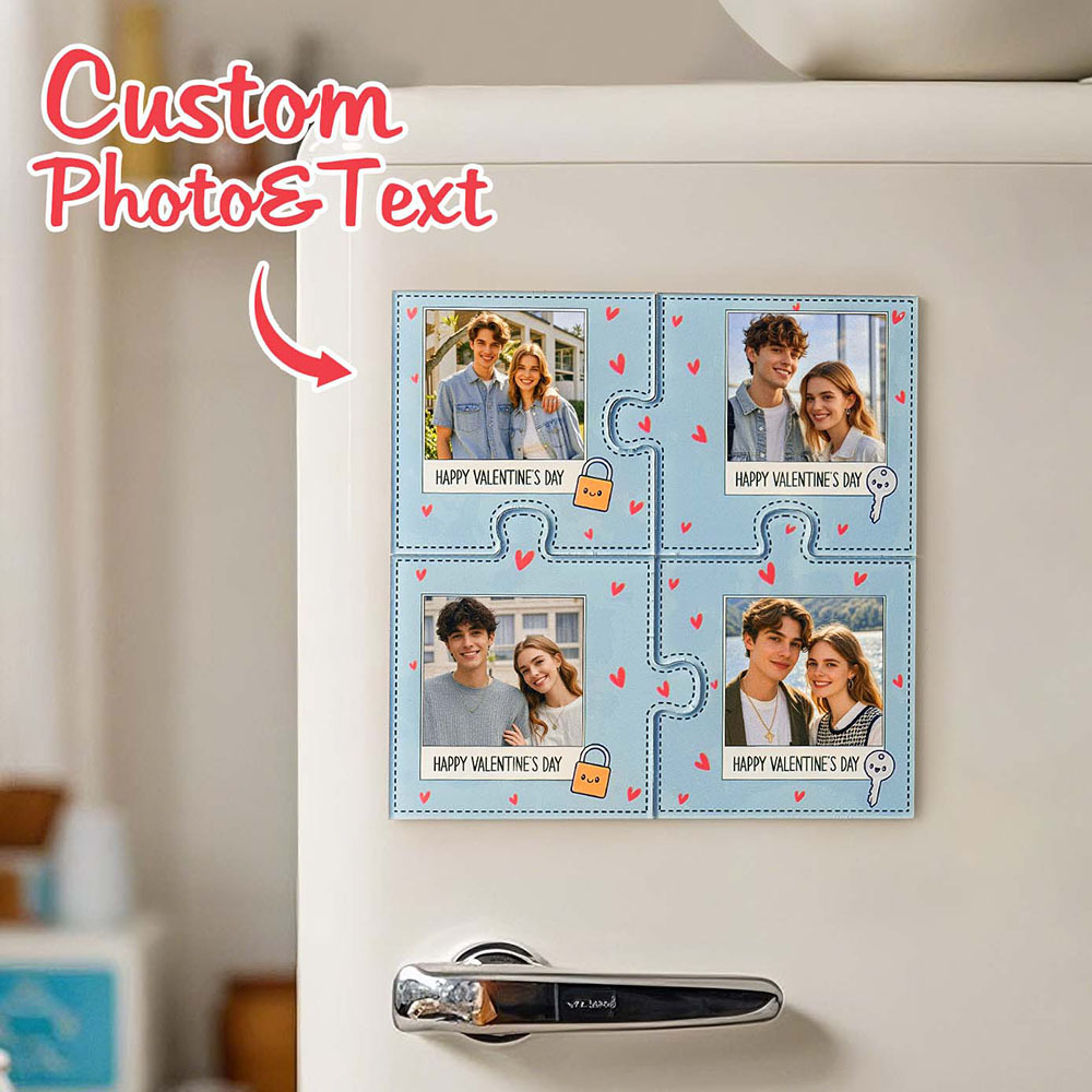 Custom Fridge Magnet with Photo Jigsaw Magnet Personalized Photo Fridge Magnets Gift for Couple - Bestchristmasgifts