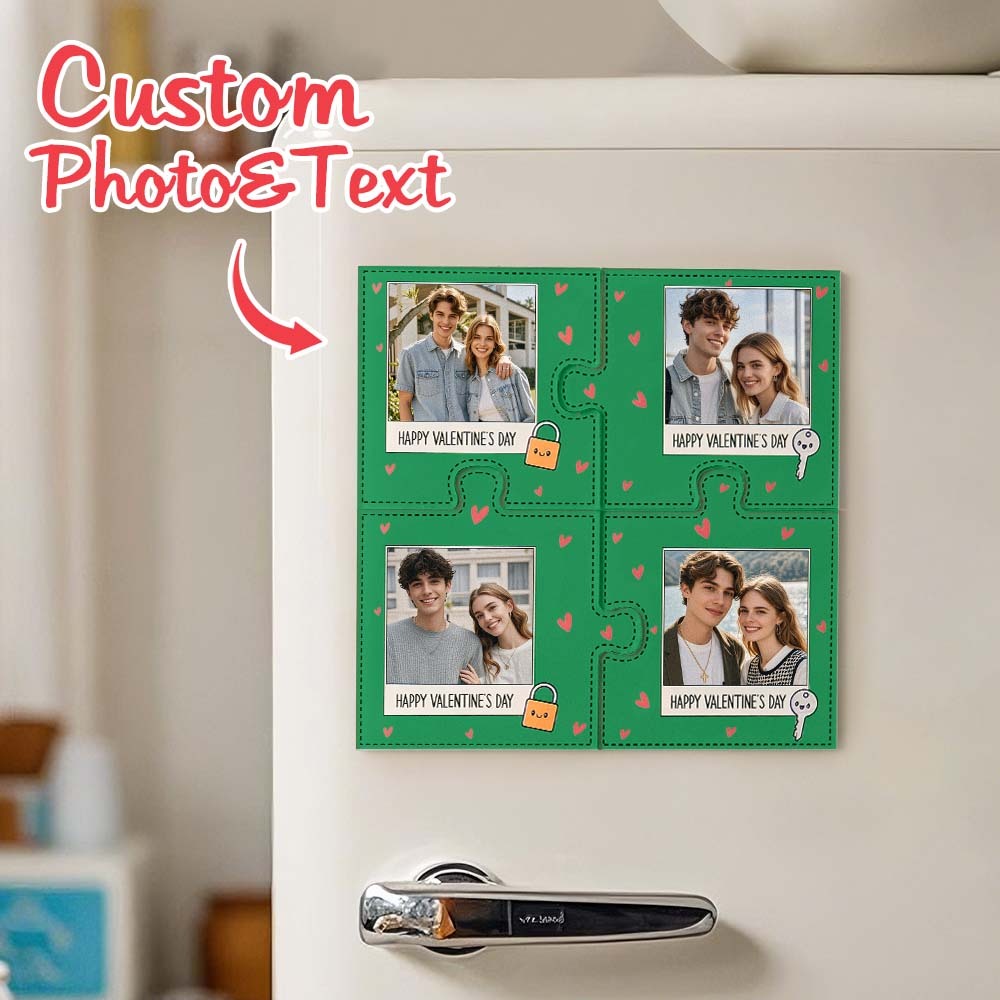 Custom Fridge Magnet with Photo Jigsaw Magnet Personalized Photo Fridge Magnets Gift for Couple - Bestchristmasgifts