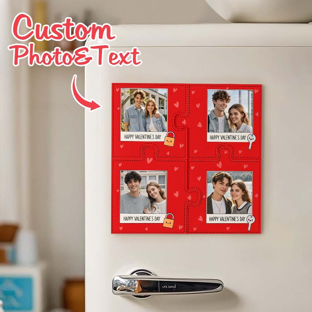 Custom Fridge Magnet with Photo Jigsaw Magnet Personalized Photo Fridge Magnets Gift for Couple - Bestchristmasgifts