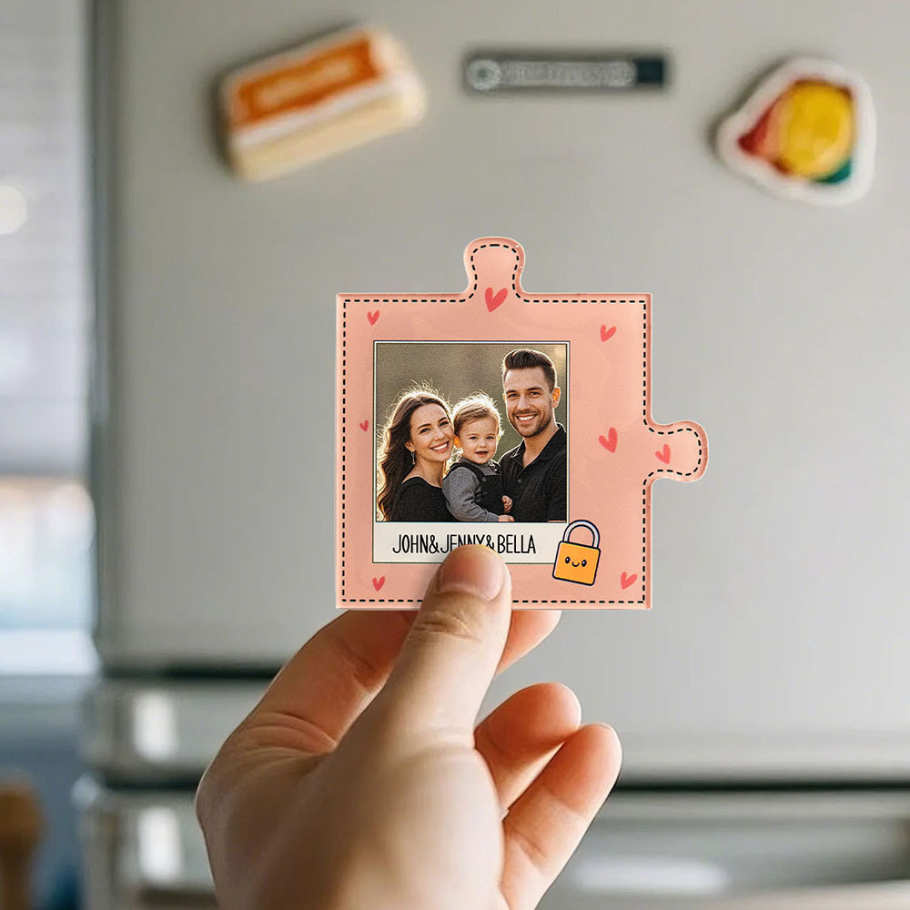 Custom Fridge Magnet with Photo Jigsaw Magnet Personalized Photo Fridge Magnets Gift for Couple - Bestchristmasgifts