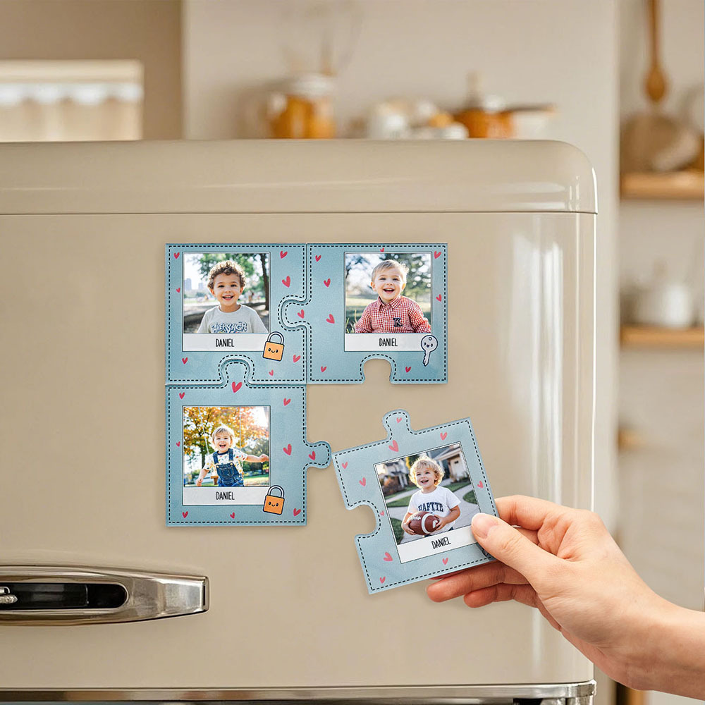 Custom Fridge Magnet with Photo Jigsaw Magnet Personalized Photo Fridge Magnets Gift for Couple - Bestchristmasgifts