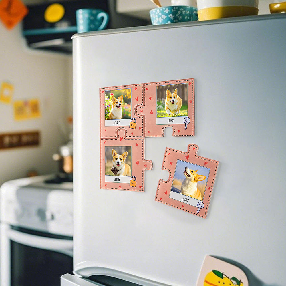Custom Fridge Magnet with Photo Jigsaw Magnet Personalized Photo Fridge Magnets Gift for Couple - Bestchristmasgifts