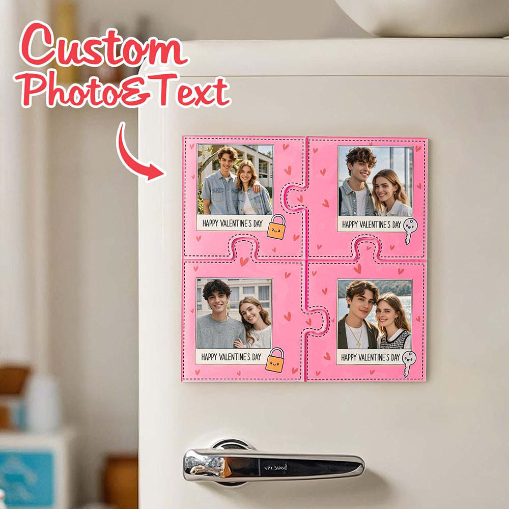 Custom Fridge Magnet with Photo Jigsaw Magnet Personalized Photo Fridge Magnets Gift for Couple - Bestchristmasgifts