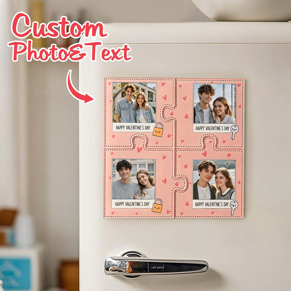 Custom Fridge Magnet with Photo Jigsaw Magnet Personalized Photo Fridge Magnets Gift for Couple - Bestchristmasgifts