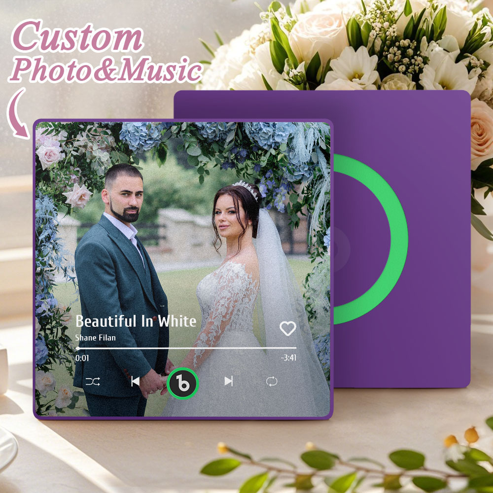 Custom Music Photo Fridge Magnet Personalized Photo Music Fridge Magnet That Can Play Music Without Cellphone Supports Bluetooth Connectivity Wedding Gift for Her - Bestchristmasgifts