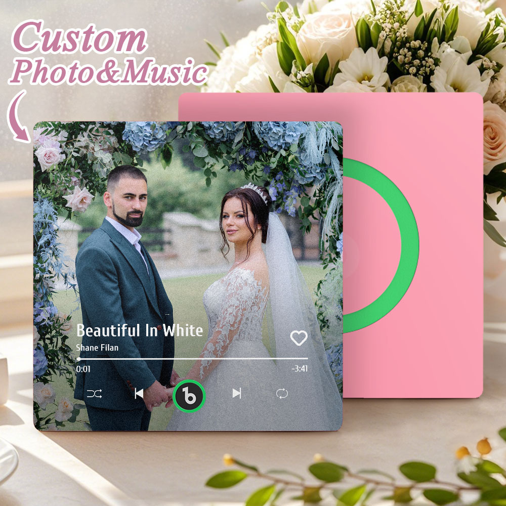 Custom Music Photo Fridge Magnet Personalized Photo Music Fridge Magnet That Can Play Music Without Cellphone Supports Bluetooth Connectivity Wedding Gift for Her - Bestchristmasgifts