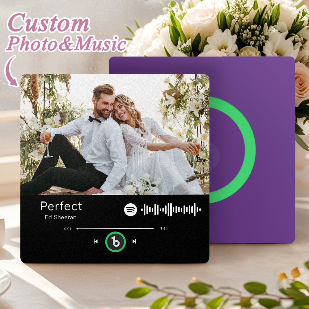 Custom Spotify Music Fridge Magnet Personalized Colorful Frame Album Fridge Magnet Music Wall Photo Sticker Song Magnets That Can Play Music Wedding Gifts for Her - Bestchristmasgifts