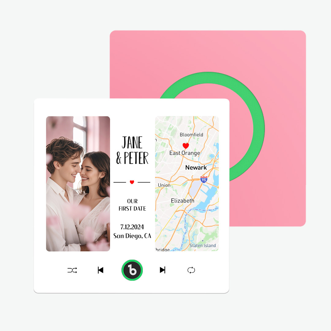 Custom Music Fridge Magnet with Photo and Map Upgraded Music Fridge Magnet Valentine's Gifts Our First Date - Fridgebeats