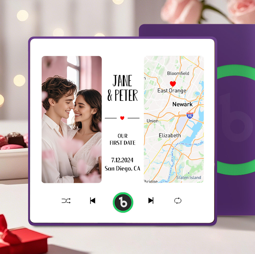 Custom Music Fridge Magnet with Photo and Map Upgraded Music Fridge Magnet Valentine's Gifts Our First Date - Fridgebeats