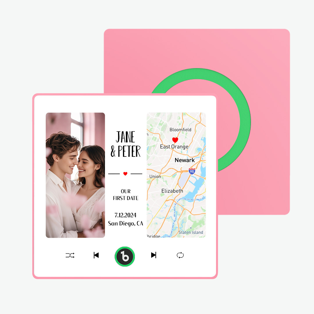 Custom Music Fridge Magnet with Photo and Map Upgraded Music Fridge Magnet Valentine's Gifts Our First Date - Fridgebeats