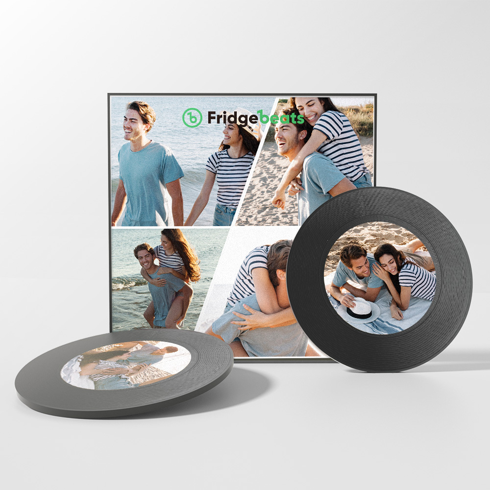 Custom Music Fridge Magnet Can Customize 1-6 Vinyl and Songs Personalized Fridge Magnet With Multi Photo Anniversary Gifts for Couple