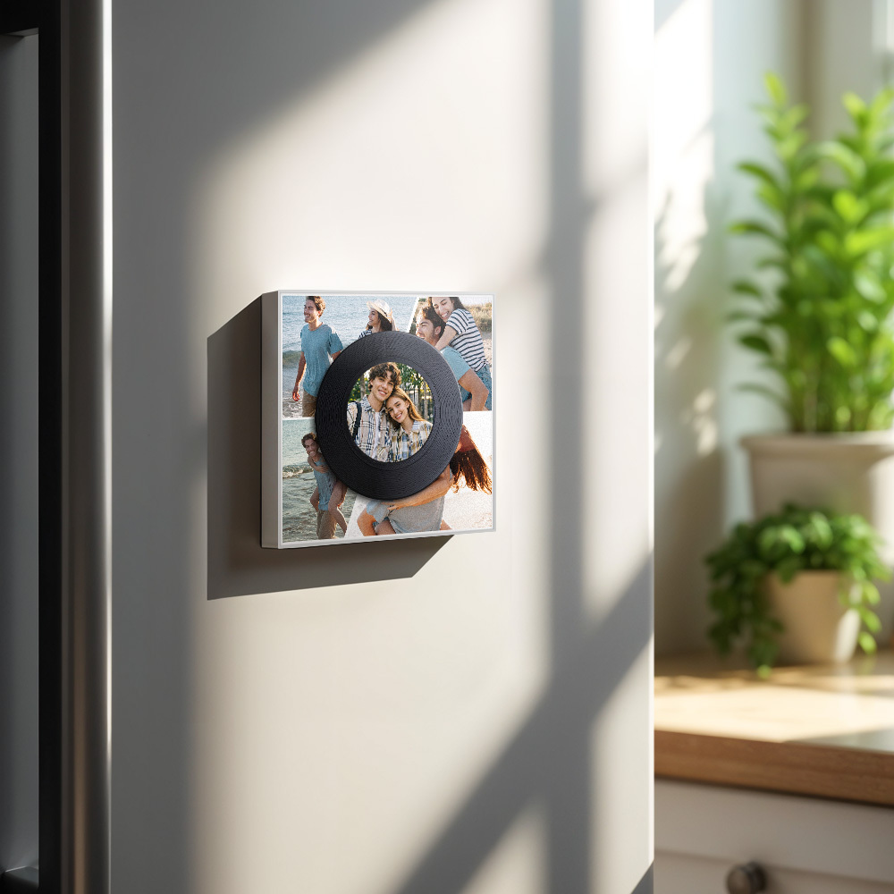 Custom Music Fridge Magnet Can Customize 1-6 Vinyl and Songs Personalized Fridge Magnet With Multi Photo Anniversary Gifts for Couple