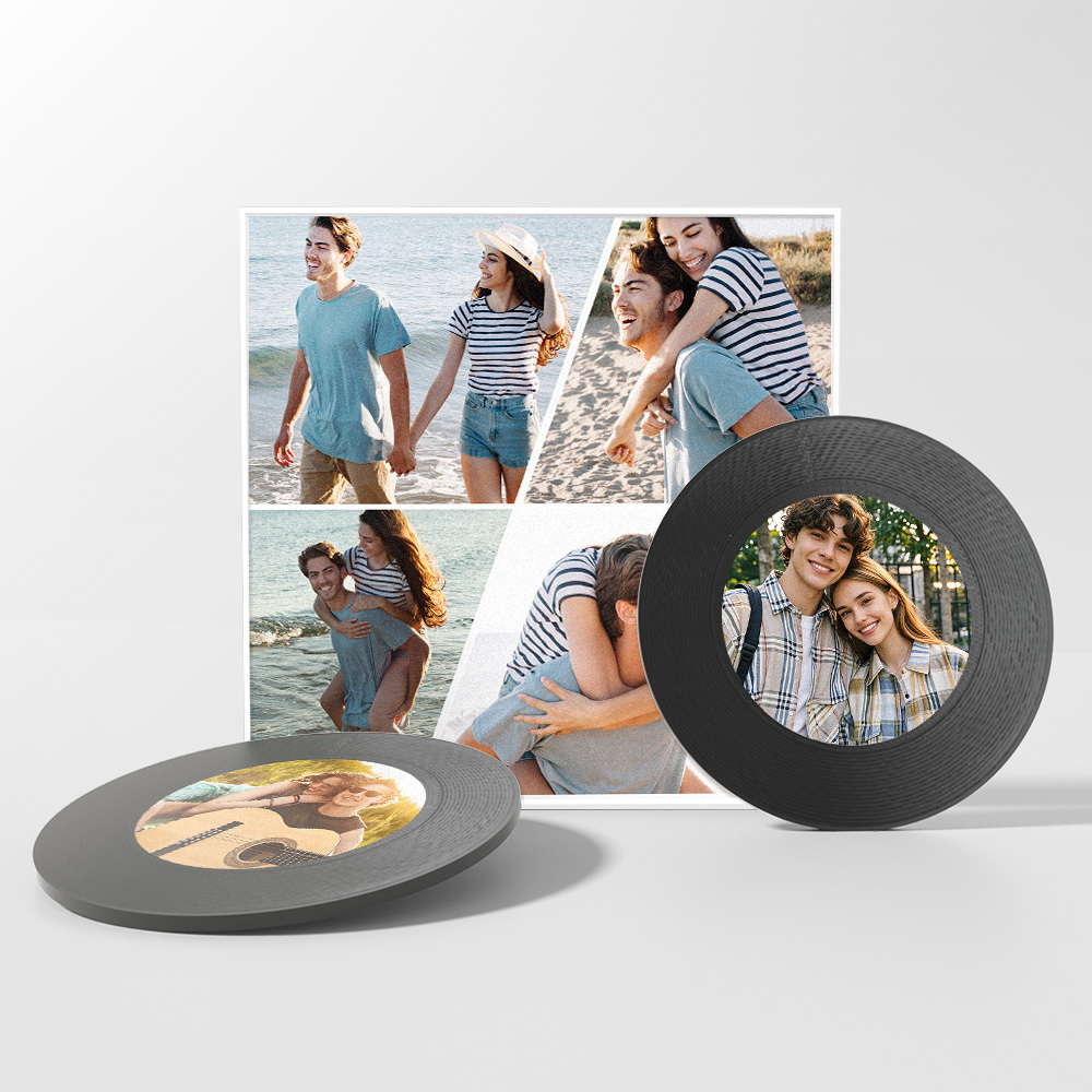 Custom Music Fridge Magnet Can Customize 1-6 Vinyl and Songs Personalized Fridge Magnet With Multi Photo Anniversary Gifts for Couple