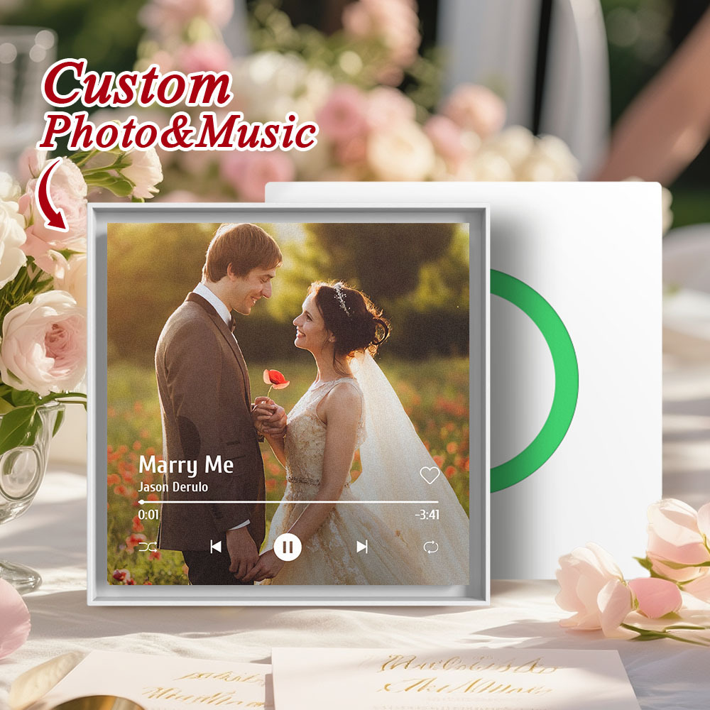Custom Music & Photo Fridge Magnet Can Customize 1-6 Frame Art and Songs Personalized Photo Song That Can Play Music Wedding Gifts for Couple - Bestchristmasgifts