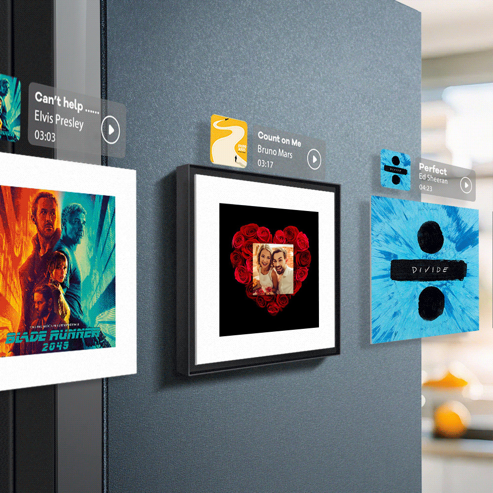 Custom Music & Photo Fridge Magnet Can Customize 1-6 Frame Art and Songs Rose Fridge Magnet