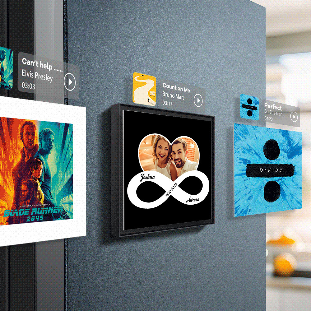 Custom Music & Photo Fridge Magnet Can Customize 1-6 Frame Art and Songs Infinite Symbols Infinite Love