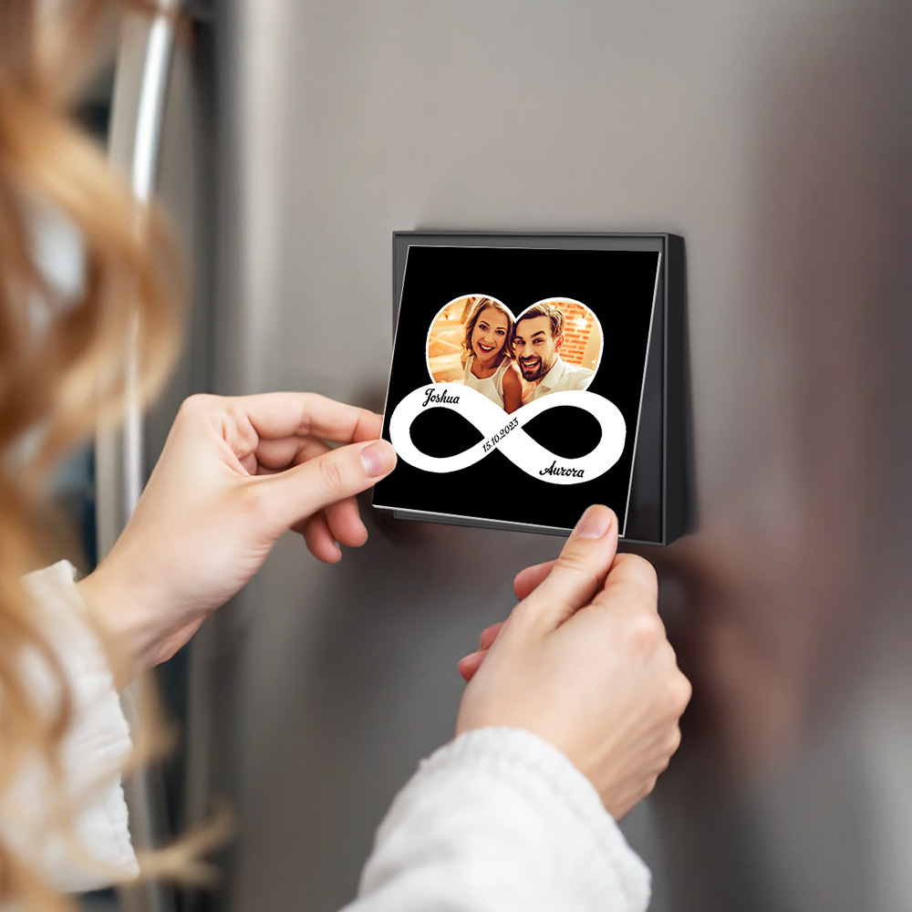 Custom Music & Photo Fridge Magnet Can Customize 1-6 Frame Art and Songs Infinite Symbols Infinite Love