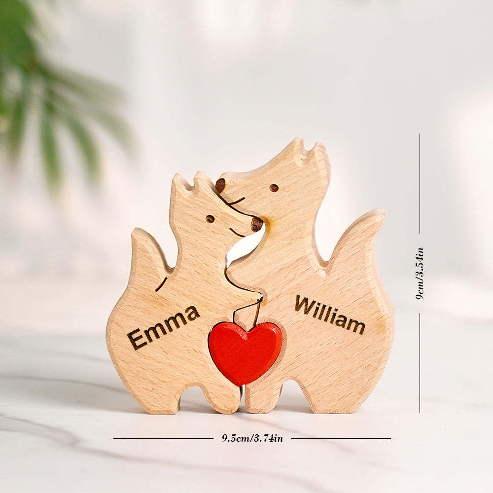 Wooden Fox Family Puzzle Custom Names House Warming Gifts - Bestchristmasgifts
