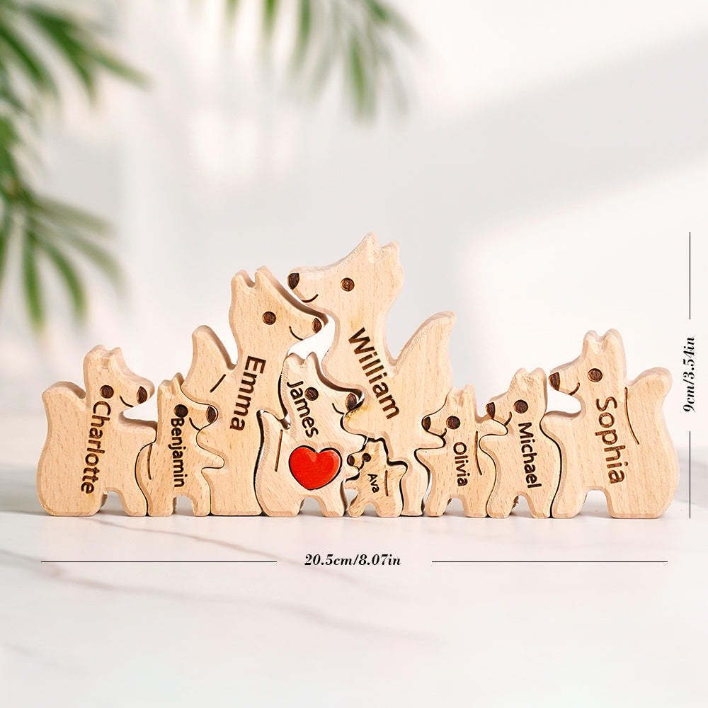 Wooden Fox Family Puzzle Custom Names House Warming Gifts - Bestchristmasgifts