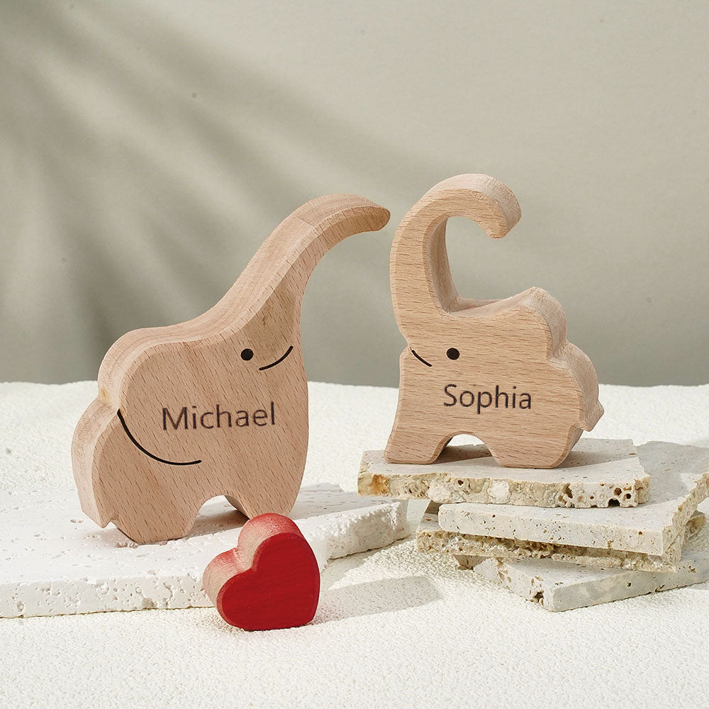 Wooden Family Elephant Puzzle Custom Names Home Decor House Warming Gifts -