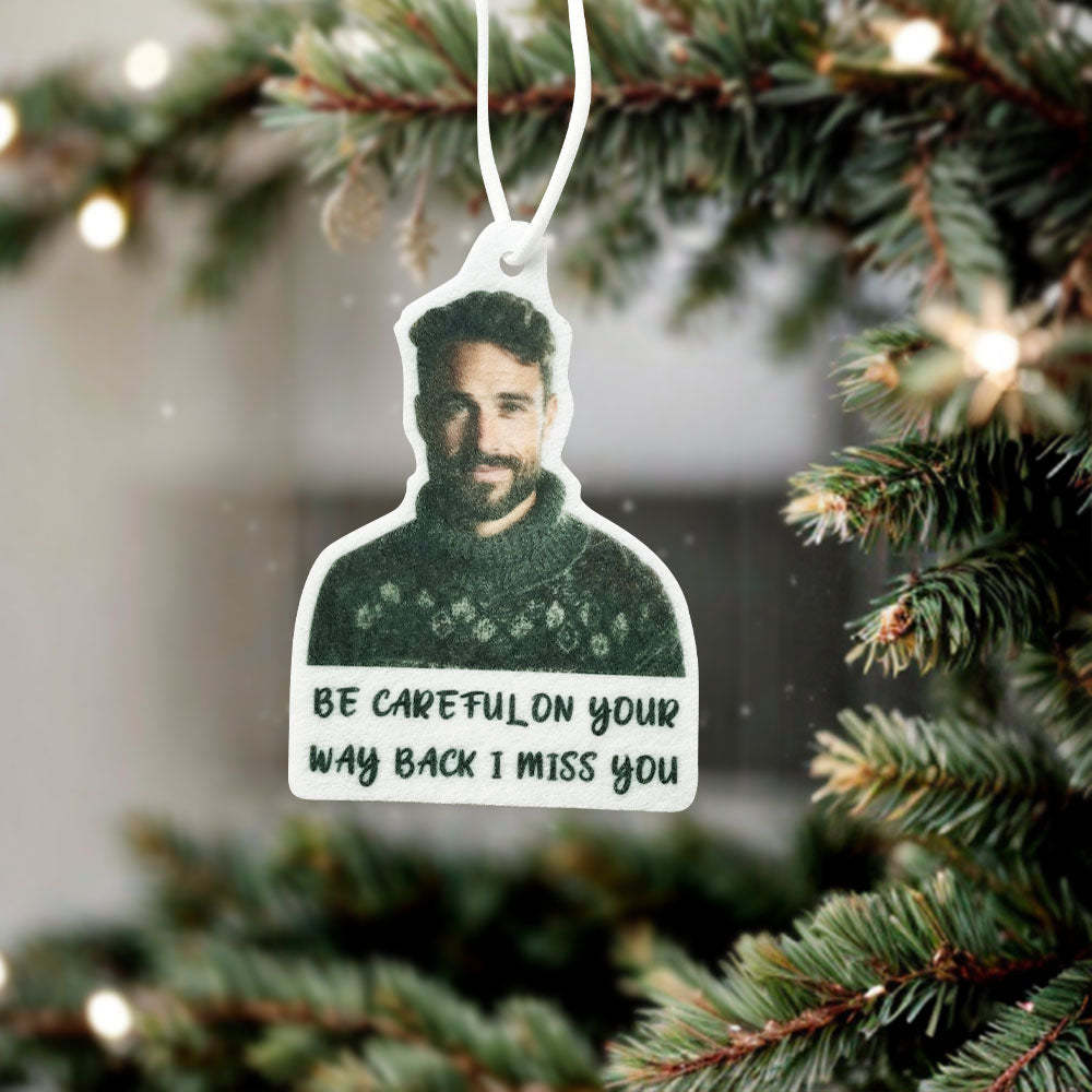 Custom Face Car Air Freshener Rearview With Text Mirror Ornament Gifts - Bestchristmasgifts