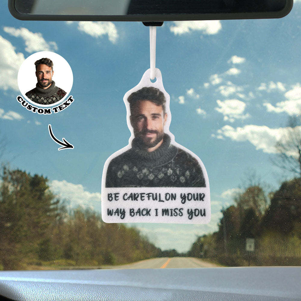 Custom Face Car Air Freshener Rearview With Text Mirror Ornament Gifts - Bestchristmasgifts