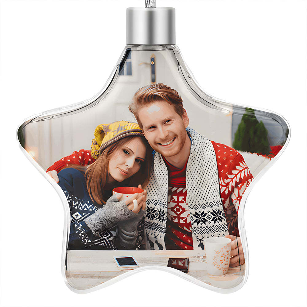 Custom Photo Christmas Ornament Personalized Christmas Star Hanging Ornament Gift - Bestchristmasgifts