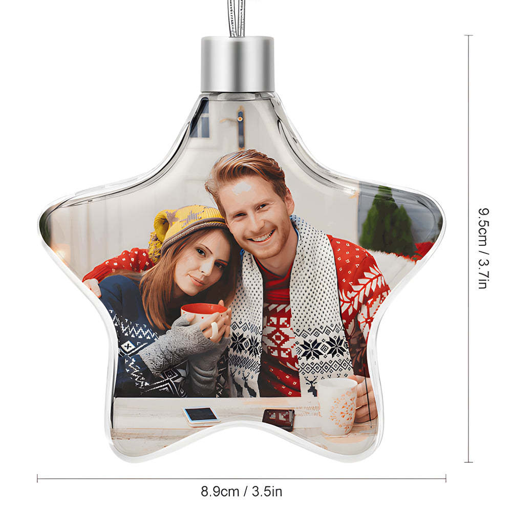 Custom Photo Christmas Ornament Personalized Christmas Star Hanging Ornament Gift - Bestchristmasgifts