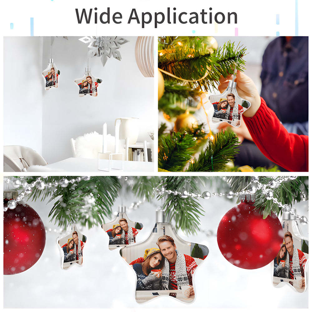 Custom Photo Christmas Ornament Personalized Christmas Star Hanging Ornament Gift - Bestchristmasgifts