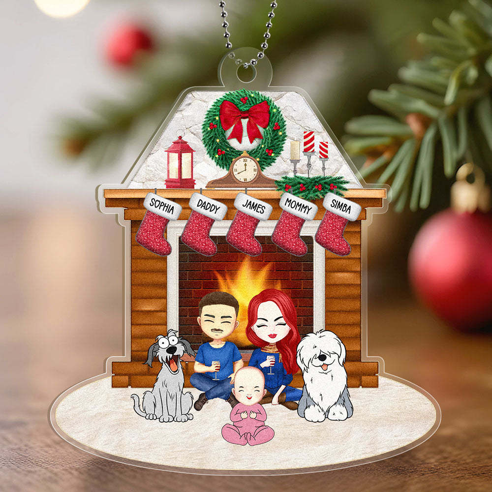 Personalized Family Cartoon Christmas Ornaments Custom Christmas Gifts with Names and Cartoon Characters - Bestchristmasgifts