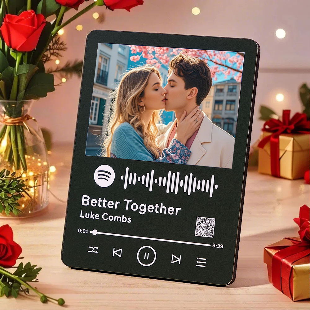 Personalized Photo and Video Plastic Plaque Custom Music Spotify Plaque Table Decorations Valentine's Day Gift for Her