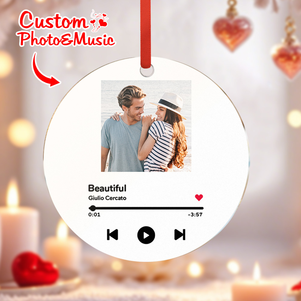 Custom Music and Photo Ornaments Valentine's Day Gifts For Couple - Bestchristmasgifts