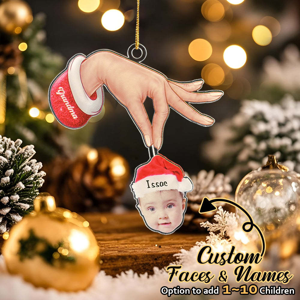 Personalized Grandma Grandkids Christmas Gift Custom Acrylic Funny Christmas Ornament Gifts - Bestchristmasgifts