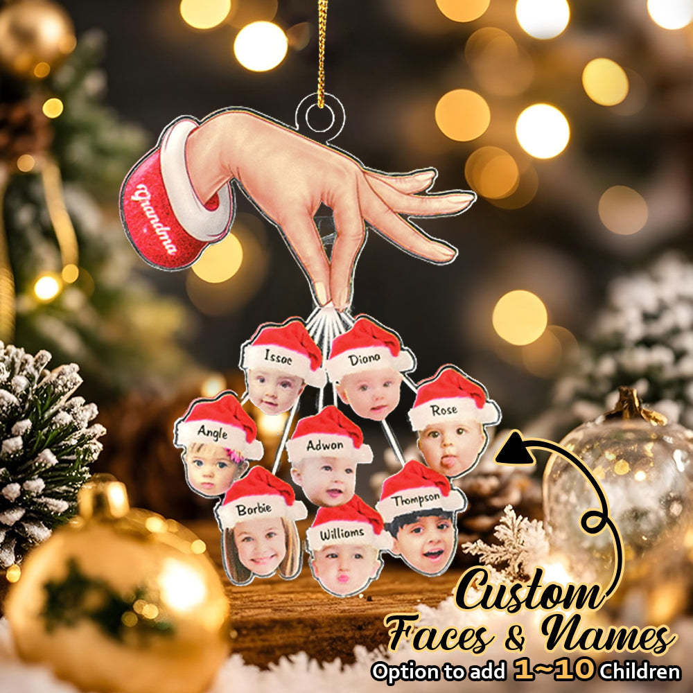 Personalized Grandma Grandkids Christmas Gift Custom Acrylic Funny Christmas Ornament Gifts - Bestchristmasgifts