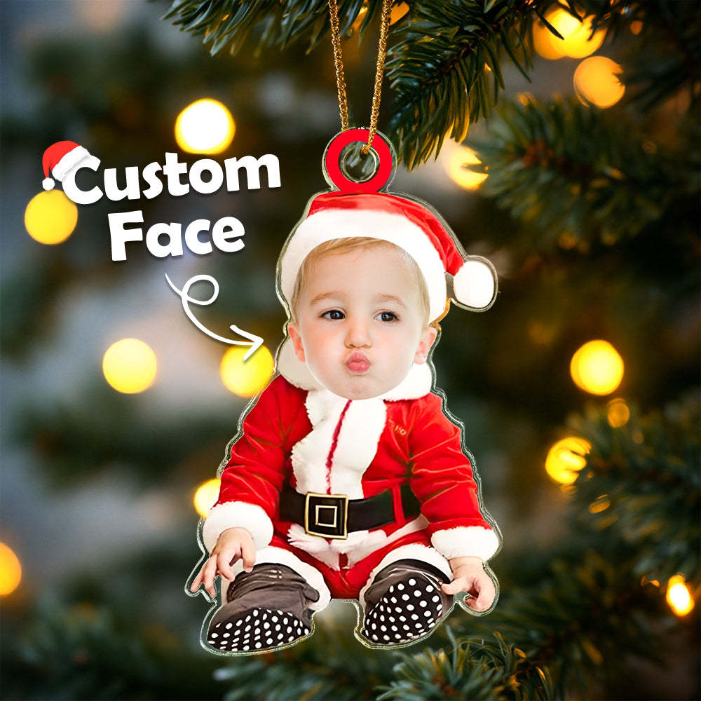 Personalized Photo Christmas Ornaments Acrylic Custom Baby Face Christmas Tree Ornaments Xmas Decoration Hanging Pendant Gifts - Bestchristmasgifts